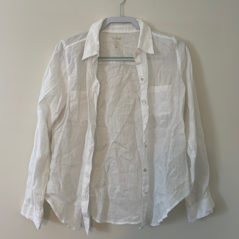 Lilly Pulitzer White Linen Button Down